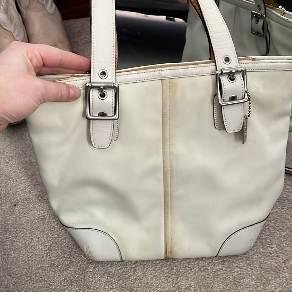 Vintage Coach white purse, slightly used